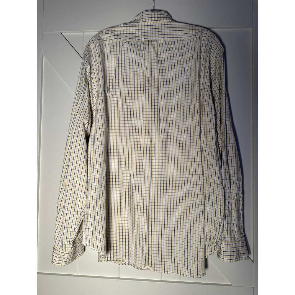 Ralph Lauren Classic Fit Men Long Sleeve Button Down Shirt Yellow Blue Plaid 18 - Picture 5 of 9